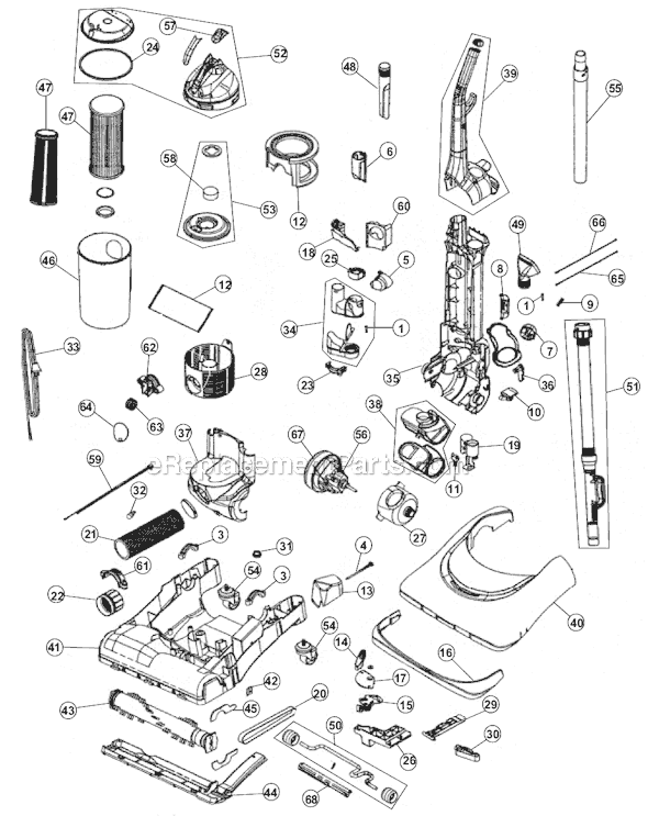 Page A Diagram and Parts List for M088650  Dirt Devil Upright Vacuum